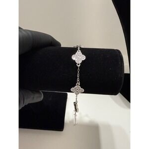 clover bracelet vvscz stones silver filled 7to9inch 12.5mm